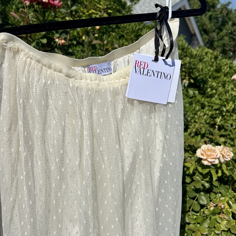 Red Valentino Skirt NWT White Tulle Pleated Point D'esprit Midi 38 US 2 fits Med - Picture 9 of 10
